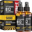 (2 Pack) - Vaporisateur liquide B12 5000 mcg - Vitamine B12 Sublingual - Végétalien B12 Vaporisateur de vitamine - Méthylcobalamine Vitamine B12 Liquid booste l'énergie et l'humeur - Sans gluten et sans OGM