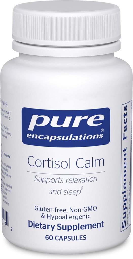 Encapsulations pures Cortisol Calm - soutient Cortisol Santé et relaxation - contient Ashwagandha & L-Theanine - sommeil reposant - 60 capsules