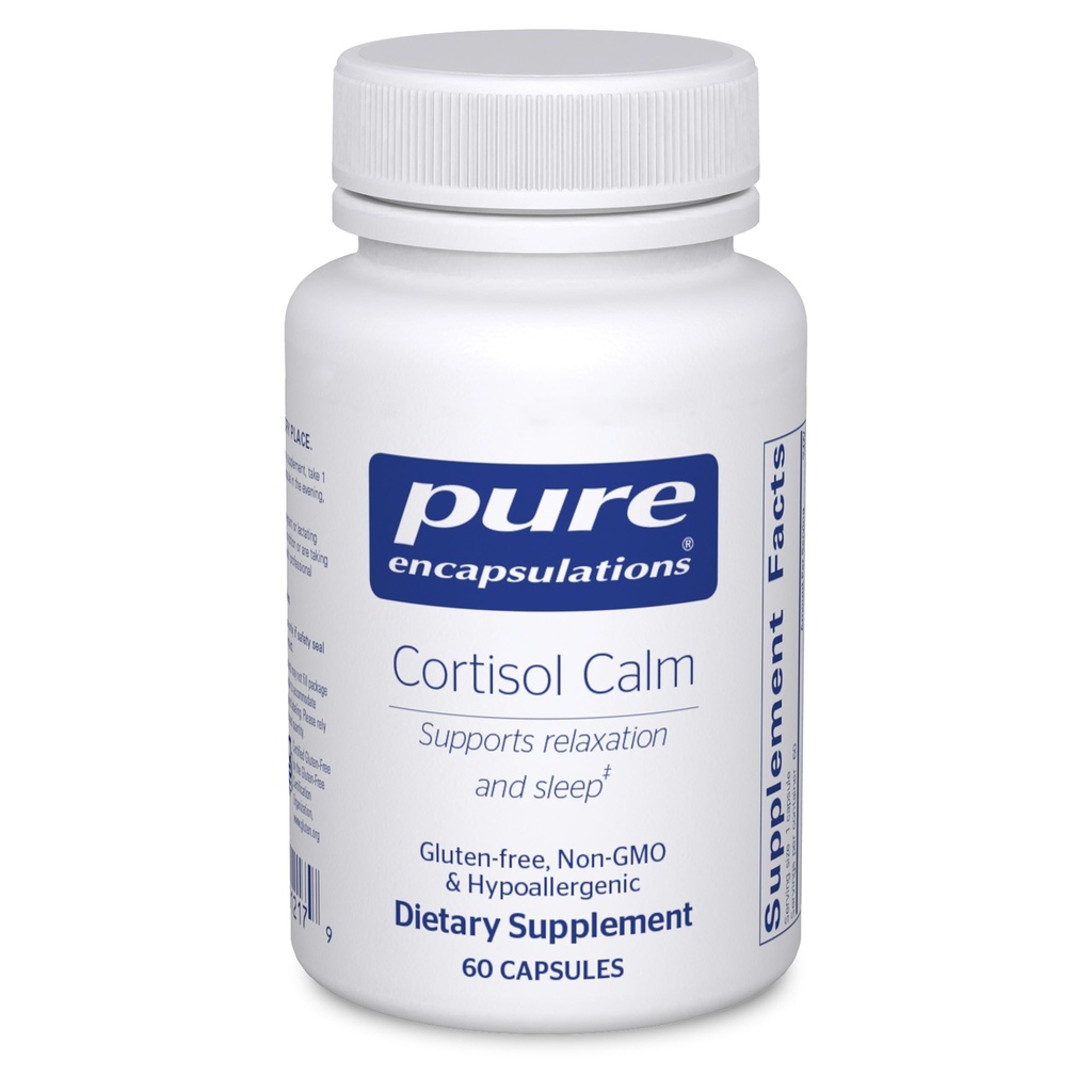 Encapsulations pures Cortisol Calm - soutient Cortisol Santé et relaxation - contient Ashwagandha & L-Theanine - sommeil reposant - 60 capsules