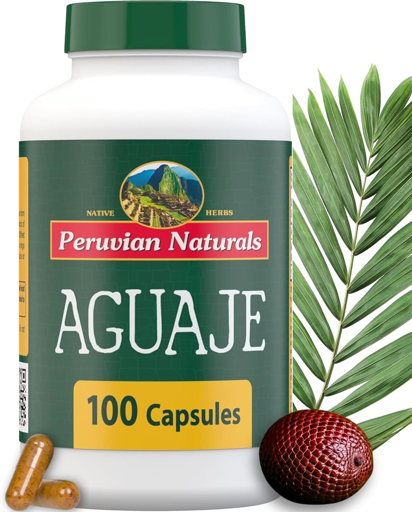 Peruvian Naturals Aguaje Capsules pour femmes 100 pilules - Curves naturelles pour supplément de santé féminine, puissant équilibre hormonal, Buriti Fruit, non-OGM, végétalien