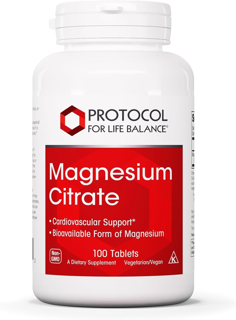 PROTOCOLE POUR LA BALANCE DE VIE Citrate de magnésium 400mg - Soutien de la santé cardiaque et de la formation des os - Supplément alimentaire biodisponible - Vegan, Kosher et Halal - 100 onglets
