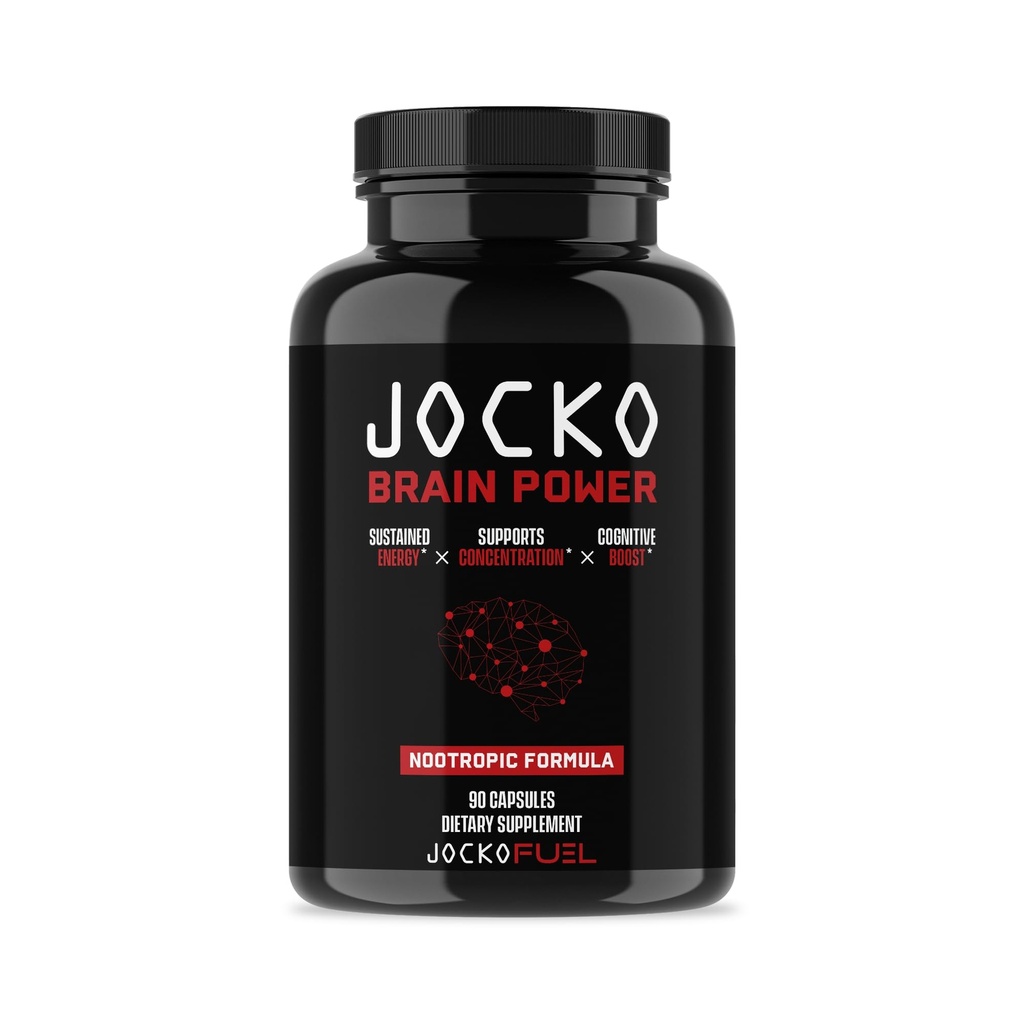 Jocko Carburant Cerveau Puissance - Nootropic Dietary Suppléments pour Mémoire et Focus Wiht L Theanine, L Carnitine- Supplément Énergie et Focus (90 Capsules)