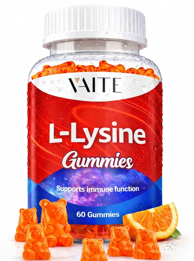 L-Lysine 1000mg Gummies - Supporte la peau, les lèvres, végétalien, sans gluten, les vitamines pour les adultes tissu santé et système immunitaire, chewables, supplément de vitamine Amino acide et suppléments complexes, non-OGM