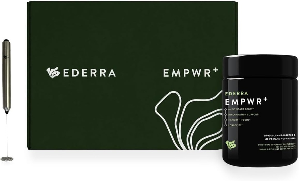 EMPWR+-Supplément de champignons de la Mane du Lion et des micro-verts brocolis premium EMPWR+-Sulforaphane pour une longévité accrue