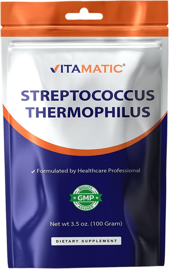 Vitamatic Streptococcus Thermophilus Poudre probiotique - Soutien de santé digestif - 100 Gram (3.5 OZ) - 100 portions