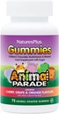 NaturesPlus Parade animale Source de la vie Gummies - Naturel orange, raisins et cerises - 75 Gummies en forme d'animal - Alimentation entière Multivitamine enfant - Sans gluten - 37 portions