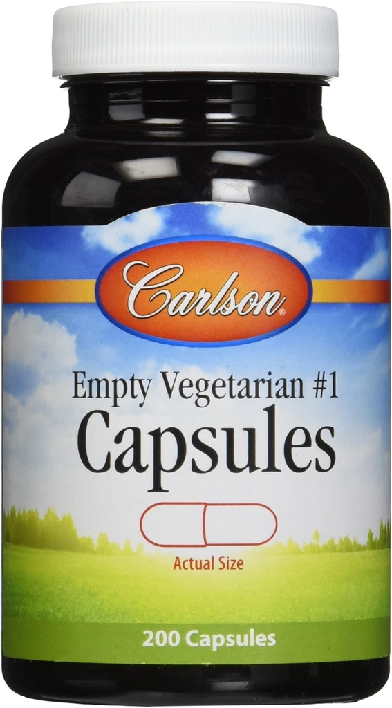 Carlson Labs Capsules de légumes vides moyennes ou petites, 200 Nombre