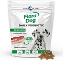 Planète Vital - Probiotiques de chien de Flora, Supplément de Chews de chien avec 20 milliards de cultures et 11 souches, Immune et soutien digestif Probiotiques à mâcher pour chiens, 30 sucettes douces au bacon naturel