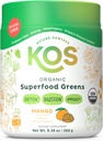 KOS Bio Superfood Greens Poudre - Gut Health de prébiotique Fibre, Supergreens et Adaptogens - USDA certifié biologique, fabriqué dans une installation certifiée GMP - 28 portions de mangue