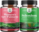 Ensemble de Palmetto de scie extra-fort pour les femmes et supplément de soutien thyroïdien de sélénium pur - DHT Blocker épaississant les vitamines capillaires pour la perte de cheveux - Supplément antioxydant et booster naturel immunitaire