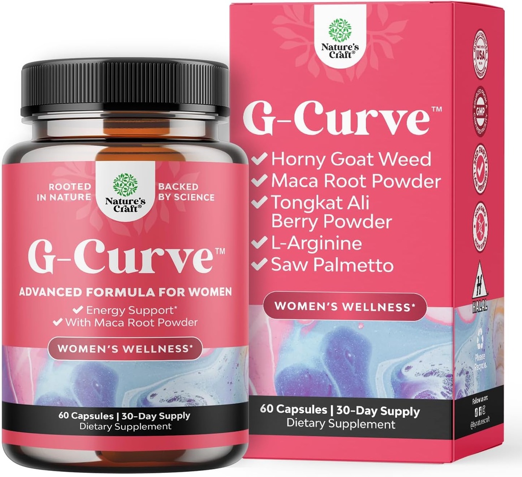 Natures Craft G-Curve Butt and Breast Enhancement Pills - Herbal Enhancer May Support Body Sculpting Curves with Saw Palmetto Extract Horny Goat Weed for Women *Results Vary 60 Count