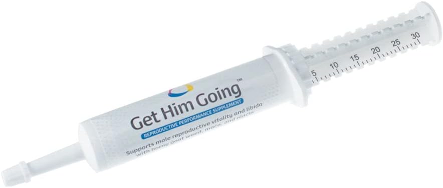 Éleveurs Edge Get His Going, Supplément de performance reproductive pour les chiens et les chats mâles, soutient la Libido, l'énergie, l'équilibre hormonal et la fertilité, l'herbe de chèvre en chaleur, Maca, Ashwagandha, Fabriqué aux États-Unis, 30 ml