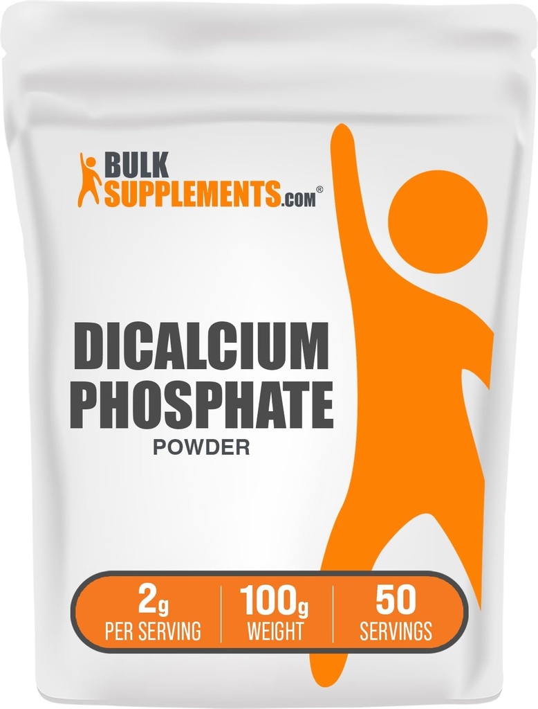 BulkSupplements.com Poudre de phosphate de dicalcium - Supplément de calcium, Supplément de DCP - Sans aromatisé et sans gluten, 2g par portion, 100g (3.5 oz) (paquet de 1)