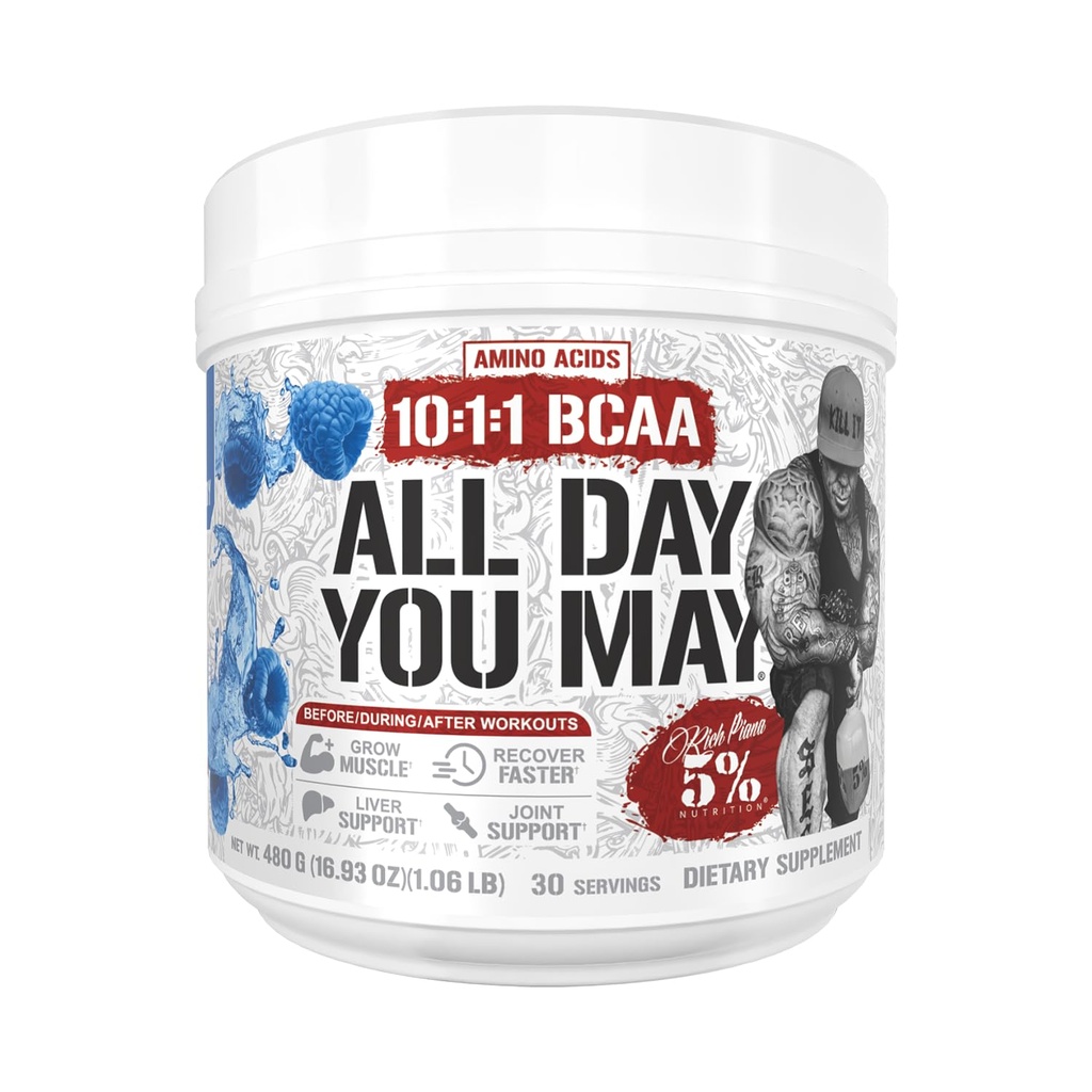 5 % Nutrition Riche Piana Toute la journéeYouMay BCAA Powder.