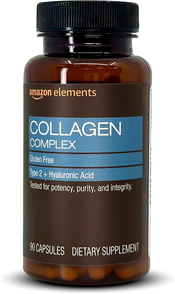 Amazon Elements Collagen Complex with Hyaluronic Acid, 90 Capsules, 3 Month Supply