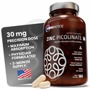 Supplément de 30mg de Picolinate de Zinc OmniBiotique – Zinc à haute absorption pour système immunitaire, peau saine et soutien énergétique – 180 Capsules Vegan