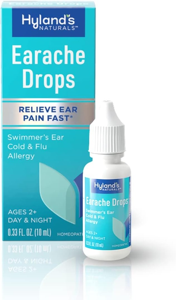Hyland's Earache Drops, Natural Relief of Cold and Flu, White, 0.33 Fl Oz