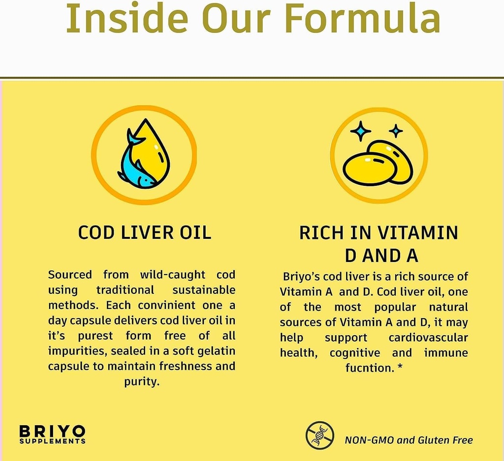 Générique Huile de foie de morue- Acides gras Oméga avec Vitamine A & D Huile de foie de morue Capsule aider à réduire la douleur articulaire et maintenir le système immunitaire pour unisexe