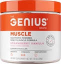 La marque Genius Genius Muscle - Supplément santé musculaire pour la croissance, l'endurance et la récupération - Formule non hormonale - 6 champignons organiques - naturellement sucré - 30 portions - Vanille de fraise