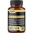 Ashwagandha Extrait Capsules 7 ingrédients à base de plantes 8050 mg - Mélange de fénugreek, de maca, de curcuma, de Rhodiola, de gingembre et de poivre noir - Sommeil, Esprit, Immune et soutien énergétique - 5-mois