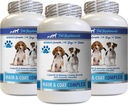 SUPPLÉMENTS EN PET & NUTRIITION LLC Traitements en manteau de chien - Complexe de cheveux et de manteau de chien - Démangeaison - Soutien immunitaire - Vitamines et minéraux - Vitamine de chien e - 3 bouteilles (180 traites)