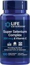Extension de vie Complexe Super Sélénium, 200 mcg – 3 formes de Sélénium, Vitamine E – Santé cellulaire et soutien à la longévité – Sans gluten, sans OGM, végétarien, 1 jour – 100 capsules