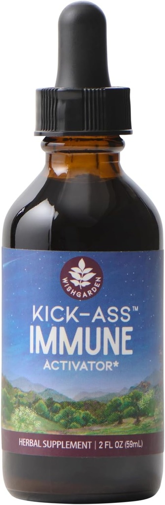 WishJarden Herbs Kick-Ass Immune Activator - Supplément de soutien à l'immunité à base d'herbes pour adultes, booster immunitaire à base de plantes et défense immunitaire w/Echinacea & Goldenseal, formule boost d'immunité rapide, 2oz