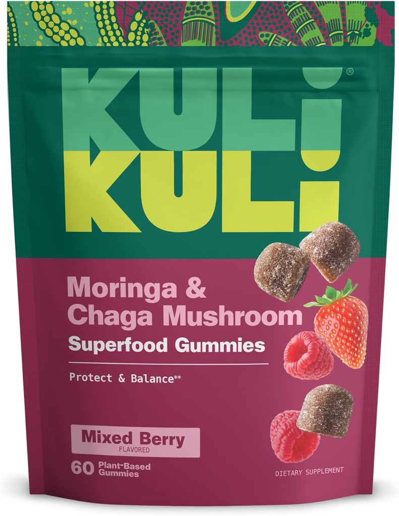 Kuli Kuli Super Energy Gummies - Suppléments énergétiques avec Moringa, Booster d'énergie naturelle sans caféine - 60 GMO non sans gluten