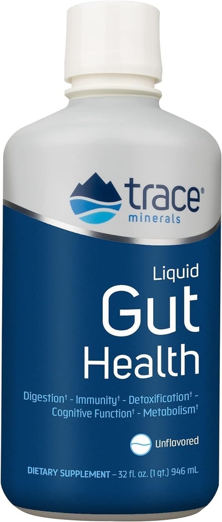 Trace Minerals Gut Health - Soutien pour le doublage, la digestion saine, la fonction du système immunitaire - Supplément de santé digestive avec l'acide humique et fulvic - Non aromatisé, 32 fl oz (environ 189 portions)