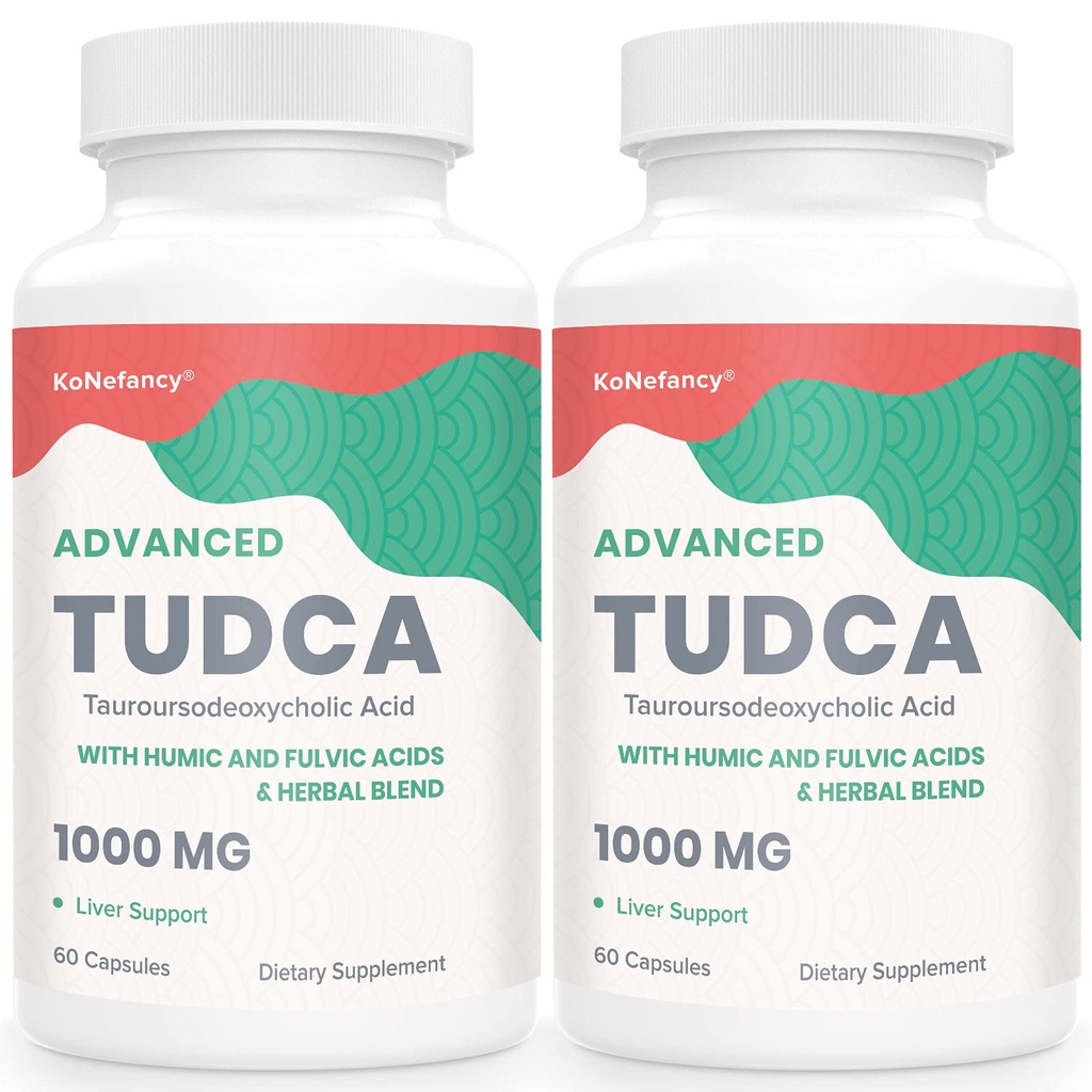 TUDCA Suppléments hépatiques Sels de 1000 mg-biles pour nettoyer le foie Mélange de détox-chistèle à base de plantes avec acide fulvic et humique pour foie,Santé digestif,120 Capsules de végétalien
