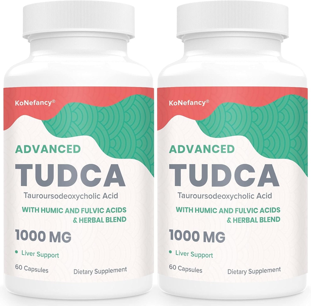 TUDCA Suppléments hépatiques Sels de 1000 mg-biles pour nettoyer le foie Mélange de détox-chistèle à base de plantes avec acide fulvic et humique pour foie,Santé digestif,120 Capsules de végétalien