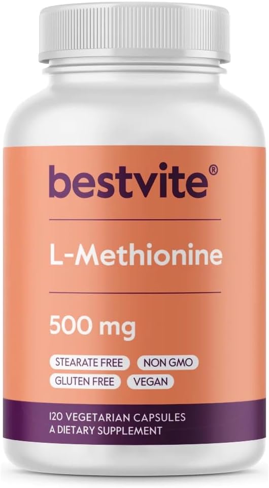 BESTVITE L-Methionine 500mg (120 Vegetarian Capsules) - No Stearates - Vegan - Non GMO - Gluten Free