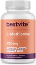 BESTVITE L-Méthionine 500mg (120 gélules végétariennes) - Pas de stéarate - Vegan - Non OGM - Sans gluten