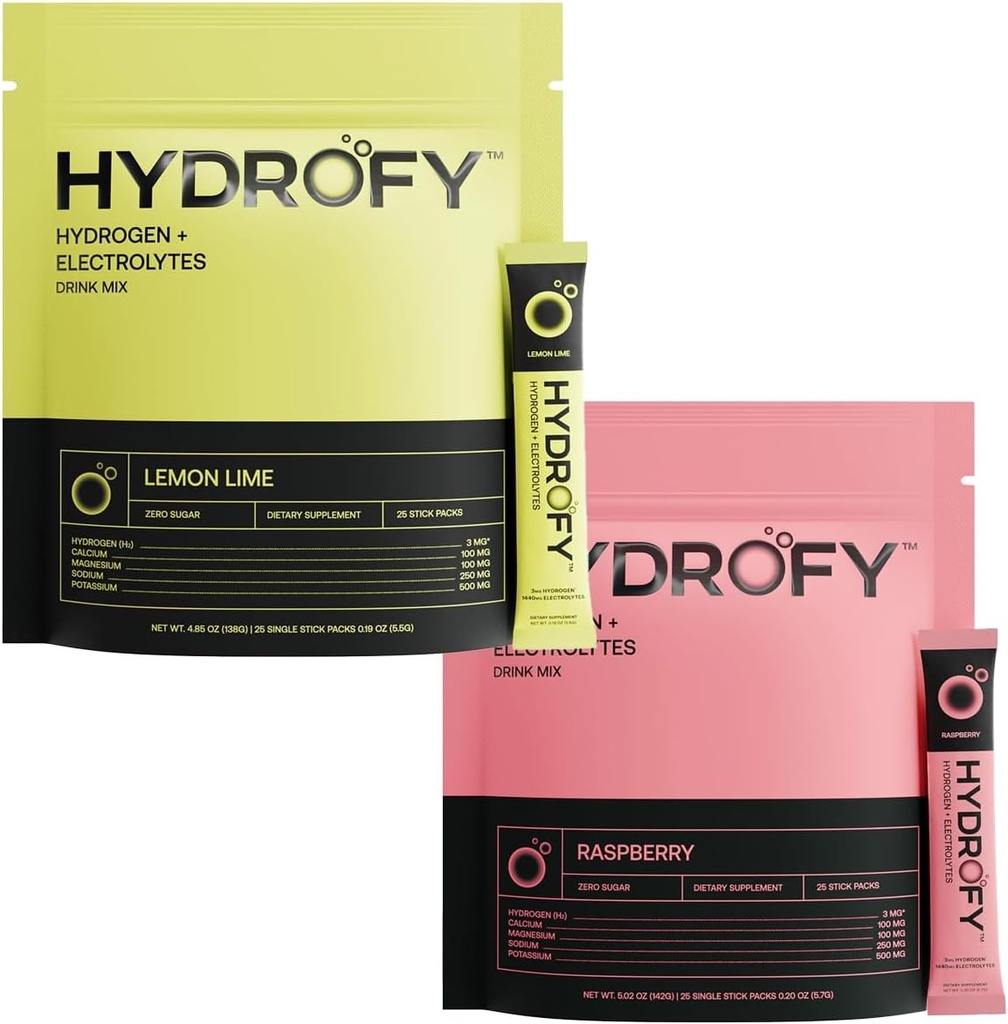 Hydrogène Eau + Electrolytes Mélange de framboises et de citron Lime Bundle 50 portions