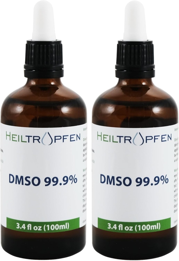 2X DMSO 99.9% Pharma grade ingredients | Low odor - Dimethyl sulfoxide liquid | 2X 3.4 Oz - 2X 100 ml | High purity | Set of two | Heiltropfen®