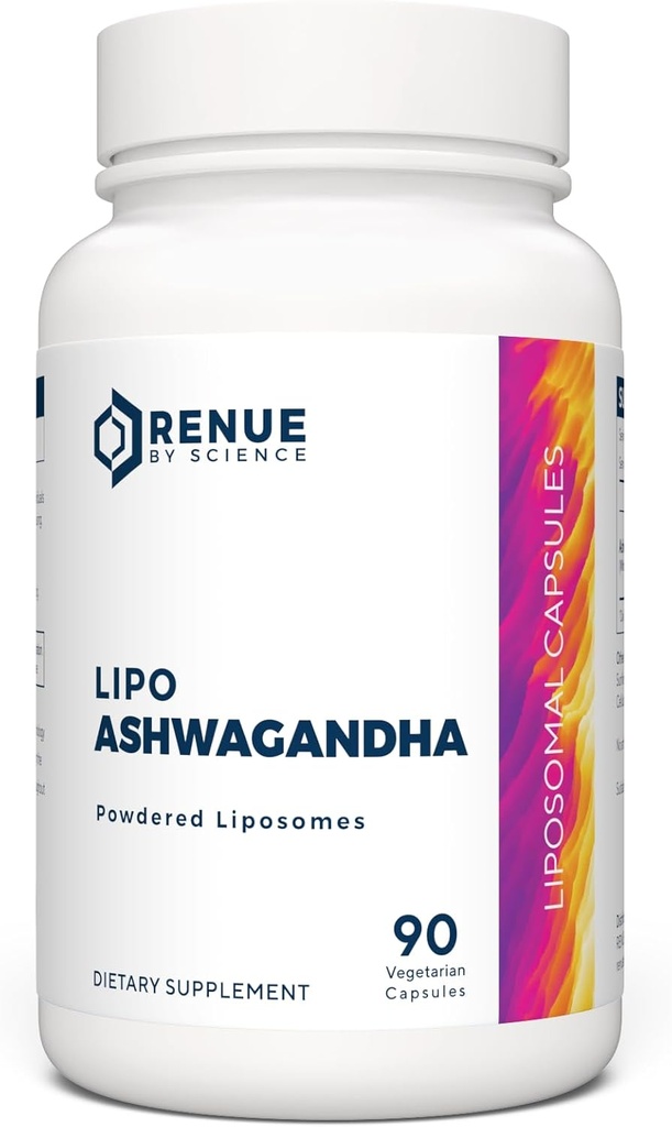 Renue By Science Ashwagandha , Suppléments Liposomiques Ashwagandha haute résistance , 90 Capsules Ashwagand - 200mg Ashwagandha par service , non-OGM , fabriqués aux États-Unis Tiers parties testées
