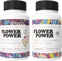 Fleur Power - Passion Pills Libido Booster & Boric Acid Suppositories – Ensemble de soins féminins tout naturel pour une amélioration de la libido, du contrôle de l'odeur et de la santé vaginale équilibrée – 60 Capsules Vegan, 600mg – Ma