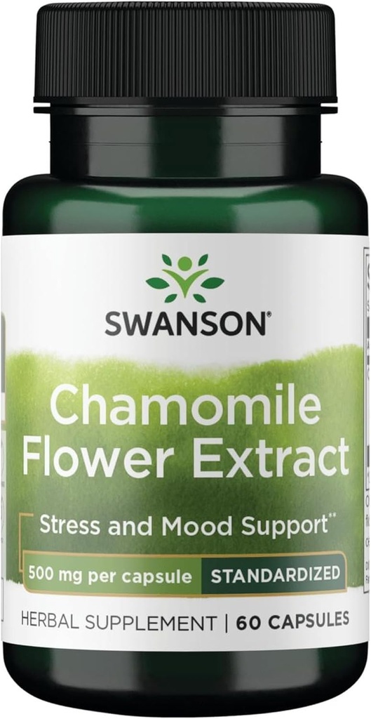 Extrait de fleur de camomille de Swanson 500 Milligrammes Standardisé à 1,2 % Apigenin 6 mg par Capsule 60 Capsules