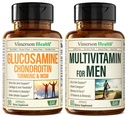 Glucosamine Chondroitin Turmeric MSM + Hommes , Multivitamin 2-Bottle Supplément Bundle pour lui. Hygiène articulaire, Réponse inflammatoire, Immune Support, propriétés antioxydantes