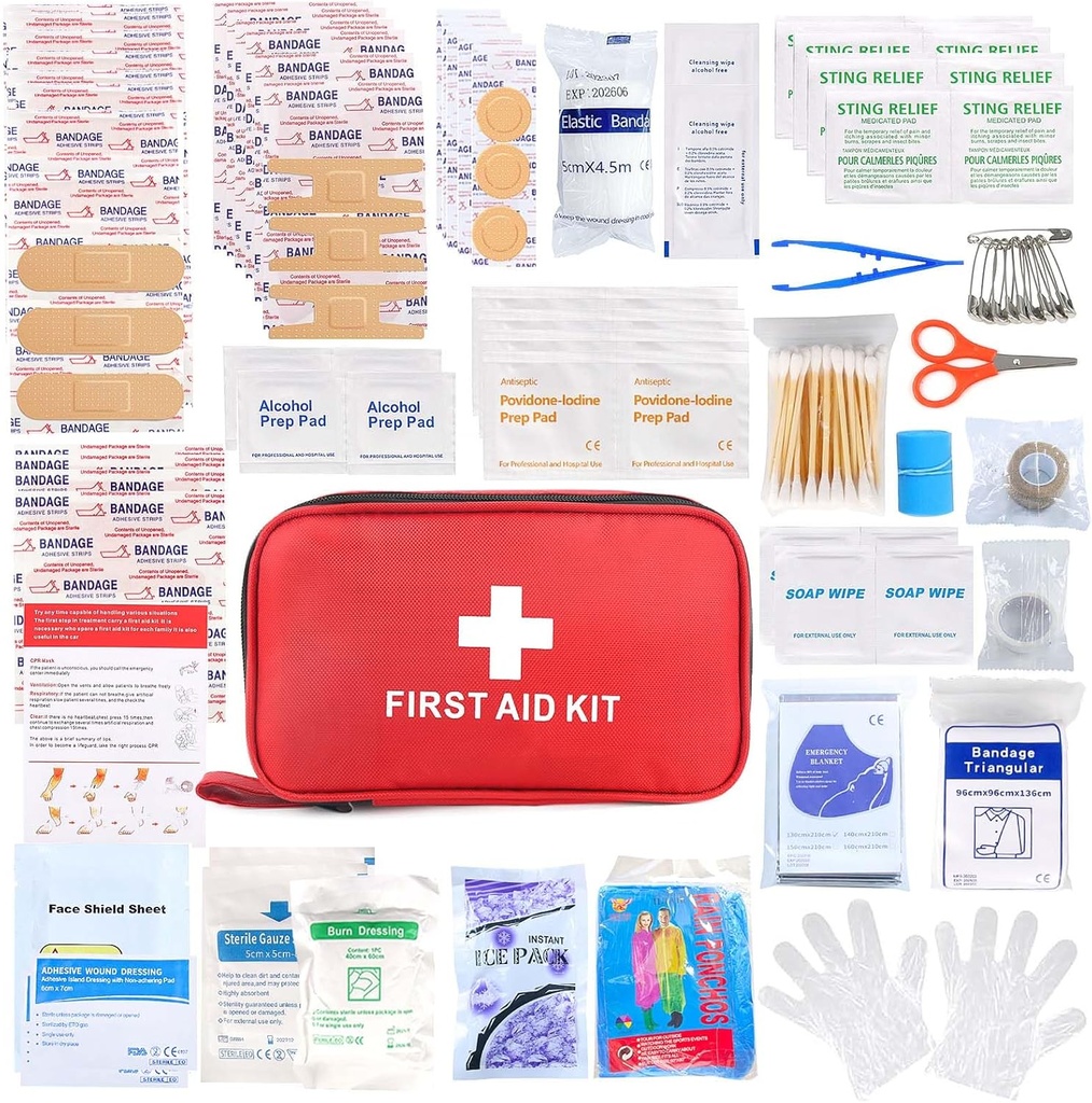 Trousse de premiers soins 194 pièces Kits d'urgence pour la randonnée Kit de trauma de camping pour véhicule de bateau Kit d'aide compact pour le voyage en voiture à domicile