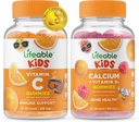 Vitamine C Lifeable Kids + Calcium avec Vitamine D Kids, Gummies Bundle - Grande dégustation, supplément de vitamine, sans gluten, sans OGM, gummy à croquer