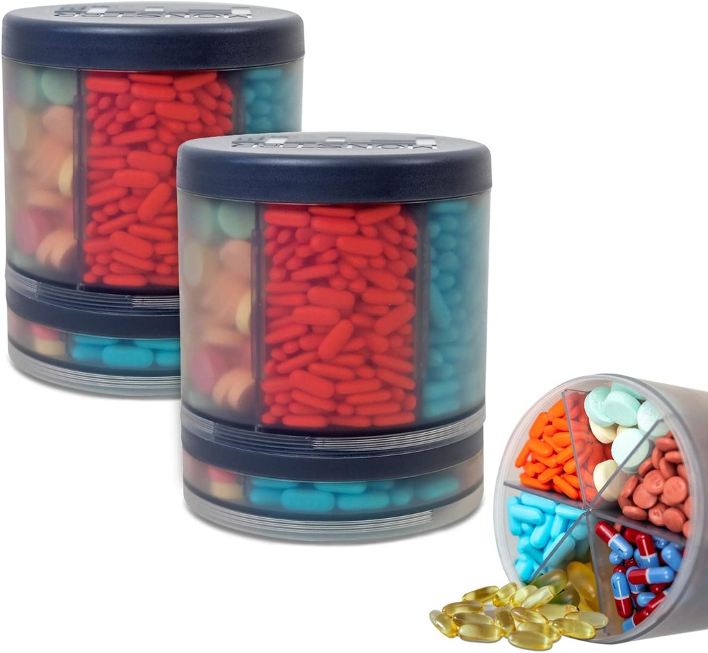 Supplément Monster Pill Dispenser, Médecine, Médicament, Portable Détachement Med Conteneur, Boîte de stockage de vitamines, Abonnement à vie à l'application Medisafe (Monster Fit 10-2 Pack)