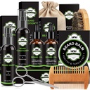 Kit de barbe pour les hommes avec lavage de barbe, conditionneur de barbe, huile de barbe, baume de barbe, brosse, peigne, ciseaux, sac de rangement, cadeaux pour les hommes