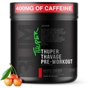 Poudre de pré-entraînement RAW Thuper Thavage - Pré-entraînement à haute tension avec Créatine, Beta Alanine, L-Citrulline & Caféine - Chris Bumstead Gym & Fitness Supplément pour hommes et femmes - Cerise blanche