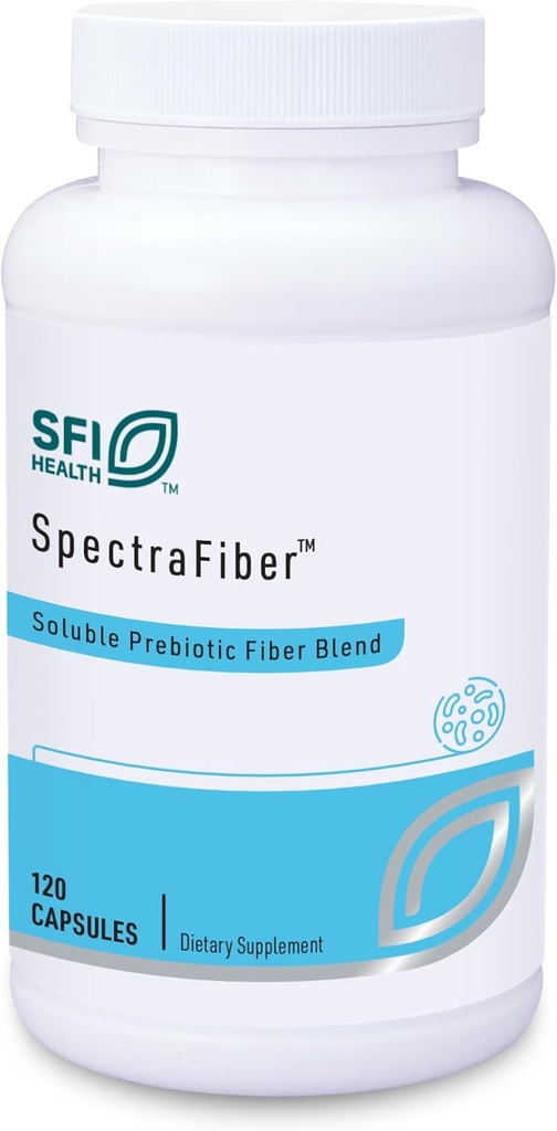 Klaire Labs SFI Health Spectrafiber - Mélange de 9 fibres solubles hypoallergéniques avec Pectine de pomme et Glucomannan, sans psyllium et sans gluten (120 capsules)