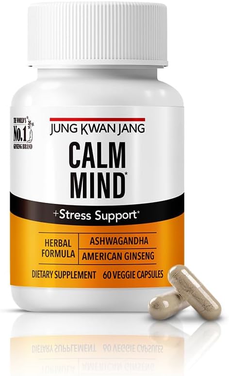 JUNG KWAN JANG formule calme avec Ashwagandha 300mg, Ginseng américain 428mg et L théanine 204mg Supplément - 60 Capsule pour hommes et femmes