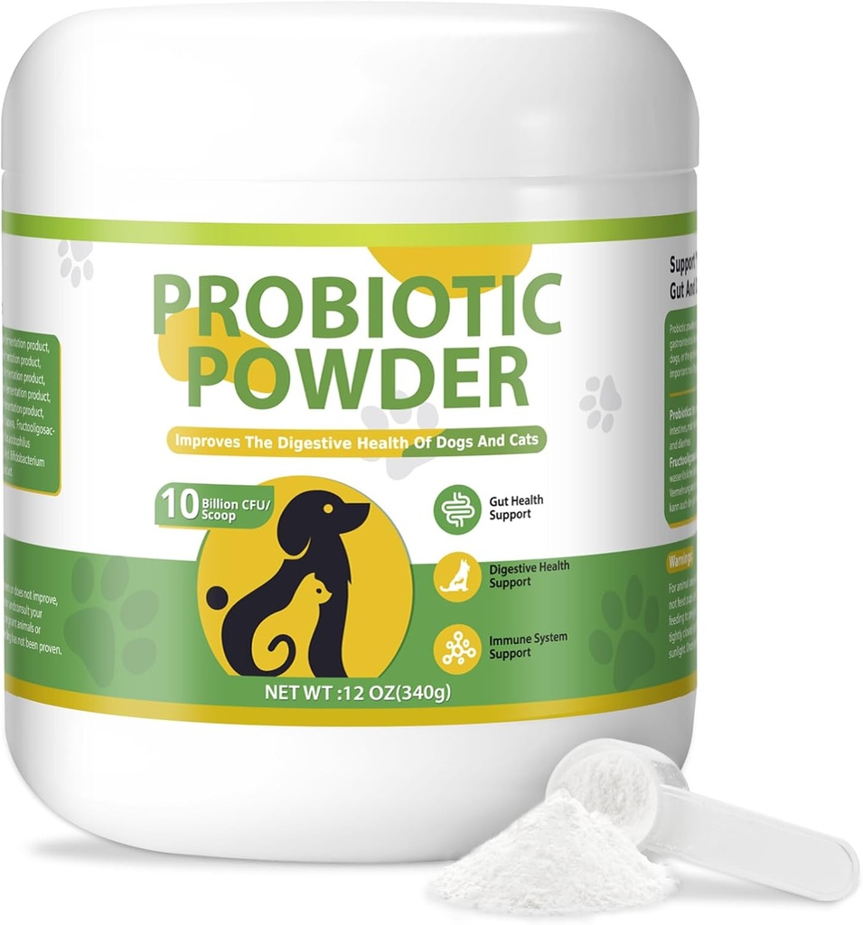 Poudre probiotique de chien Enzymes digestifs 12 OZ Poudre plus Prébiotiques Enzymes probiotiques Empêche l'estomac upset Gut Digestive Health Support Immune Probiotiques Poudre pour la diarrhée