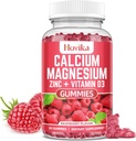 Gommies de zinc de magnésium de calcium avec vitamine C de potassium, B6, D3, K2 - Calcium pour les femmes et les hommes - Supplément multivitamine de zinc de magnésium de calcium pour les os, les muscles, les dents, l'humeur calme et l'immunité - 60 Cts