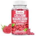 Gommies de zinc de magnésium de calcium avec vitamine C de potassium, B6, D3, K2 - Calcium pour les femmes et les hommes - Supplément multivitamine de zinc de magnésium de calcium pour les os, les muscles, les dents, l'humeur calme et l'immunité - 60 Cts