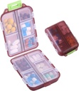 1Pack Travel Pill Organizer - 10 compartiments Pill Case, Compact et Portable Pill Box, parfait pour l'entreposage sur le trajet, Pill Holder pour Purse Brown